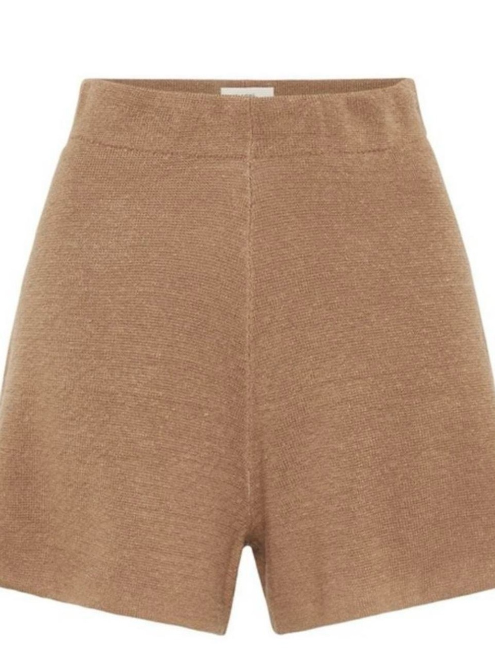 St. Agni High Waist Knit Shorts in Camel Brown